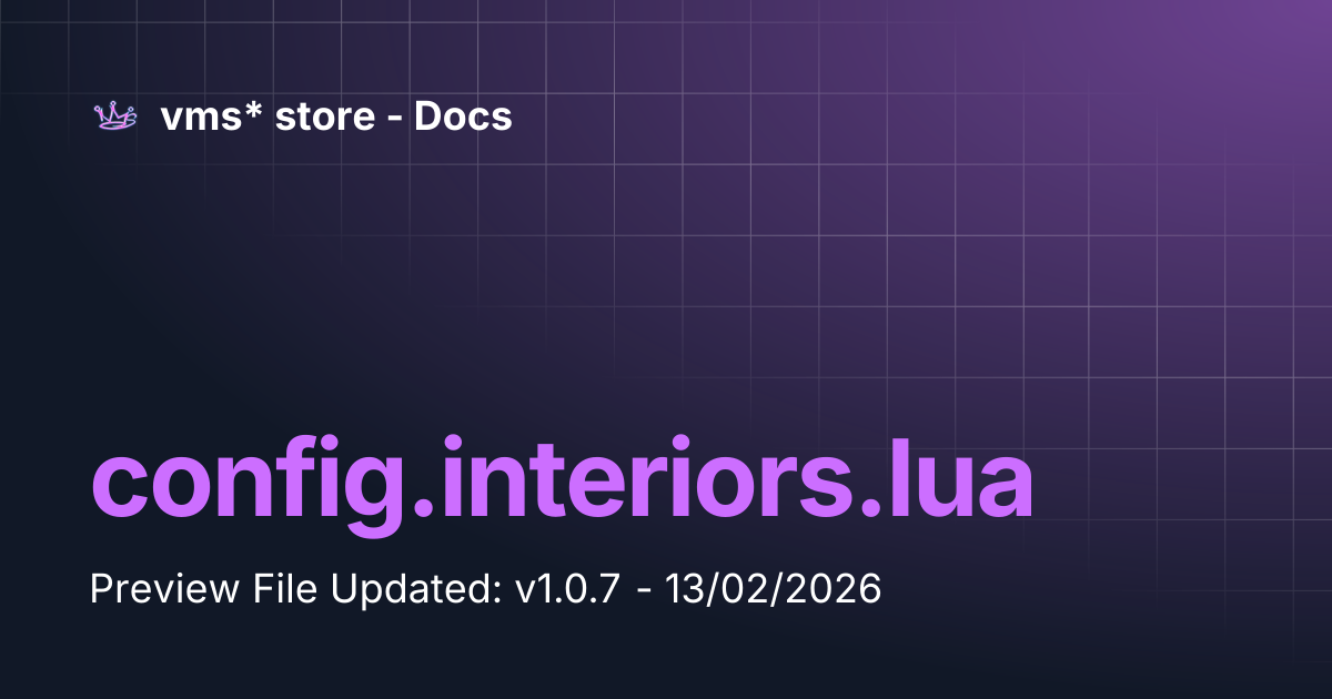 config.interiors.lua | vms* store - Docs